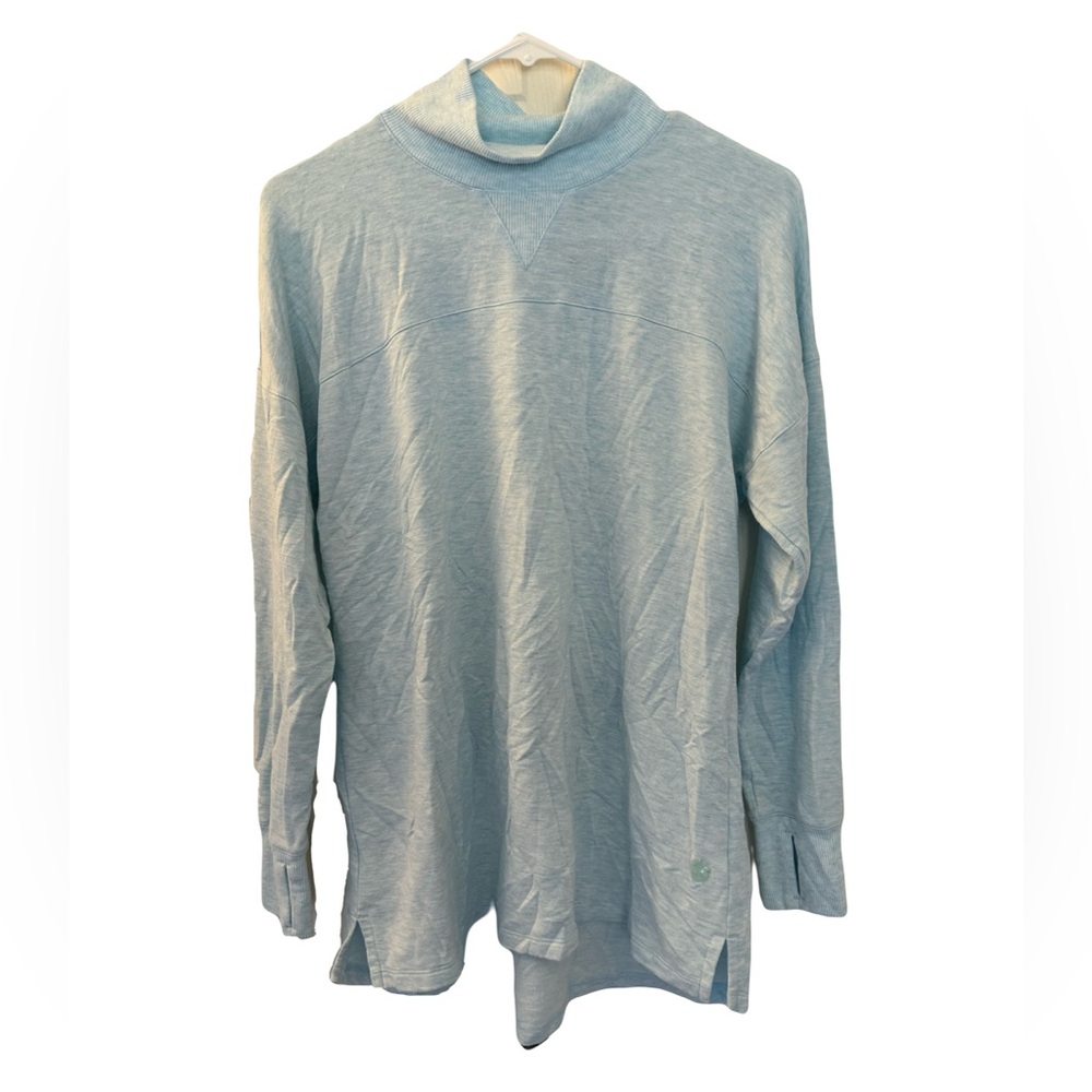 Women's L.L. Bean SoftFlex High Neck Top, Super Soft, Light Blue UPF 50